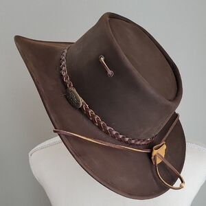 Jacaru Australia Men's Brown Leather Hat